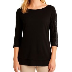 WHITE HOUSE BLACK MARKET Ball Beaded Chain Mesh Top